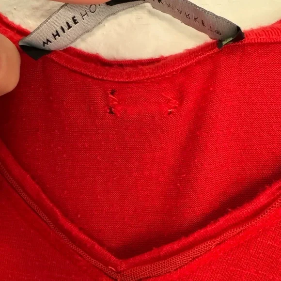 White House Black Market Red V Neck T-Shirt.  Size M. Preowned. - Picture 4 of 7
